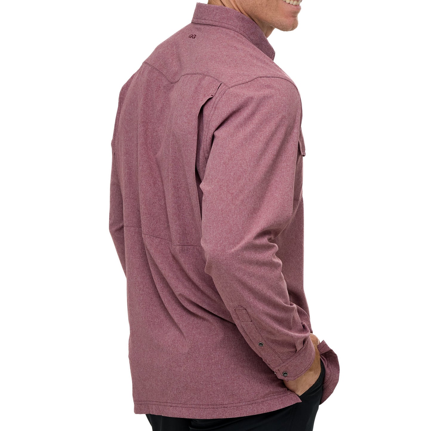 Maroon Pearl Snap Shirt | Long Sleeve