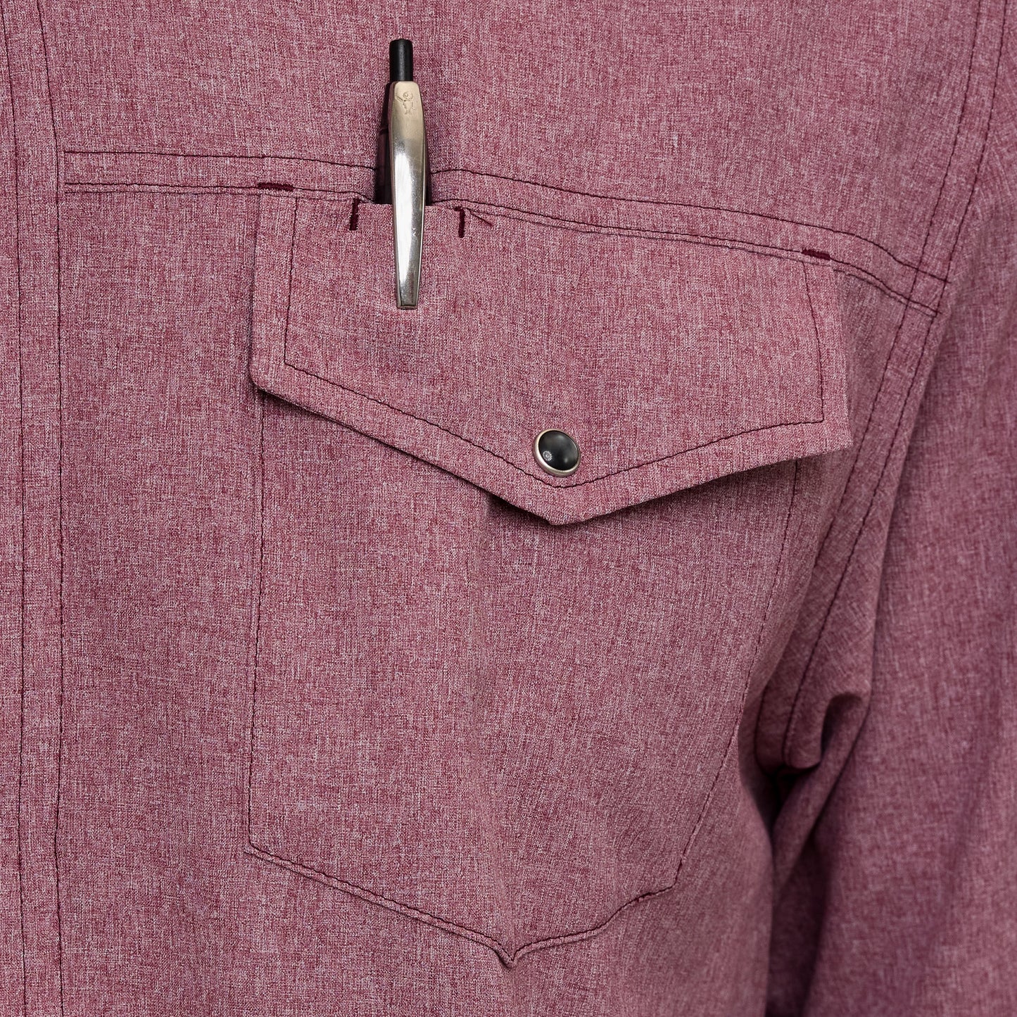 Maroon Pearl Snap Shirt | Long Sleeve