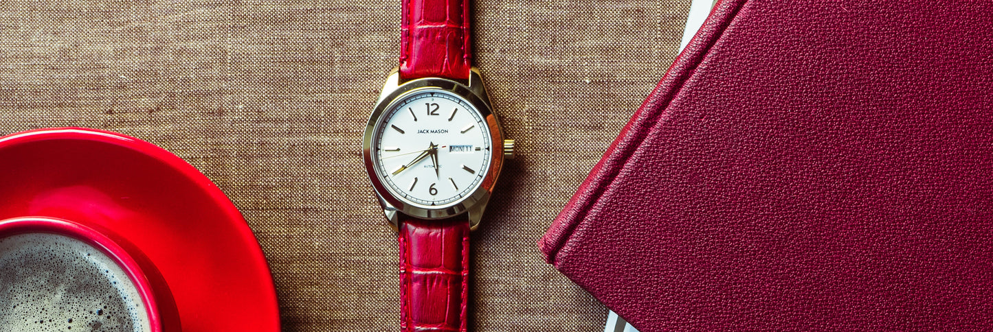 Crimson Red Alligator Grain Leather Watch Band