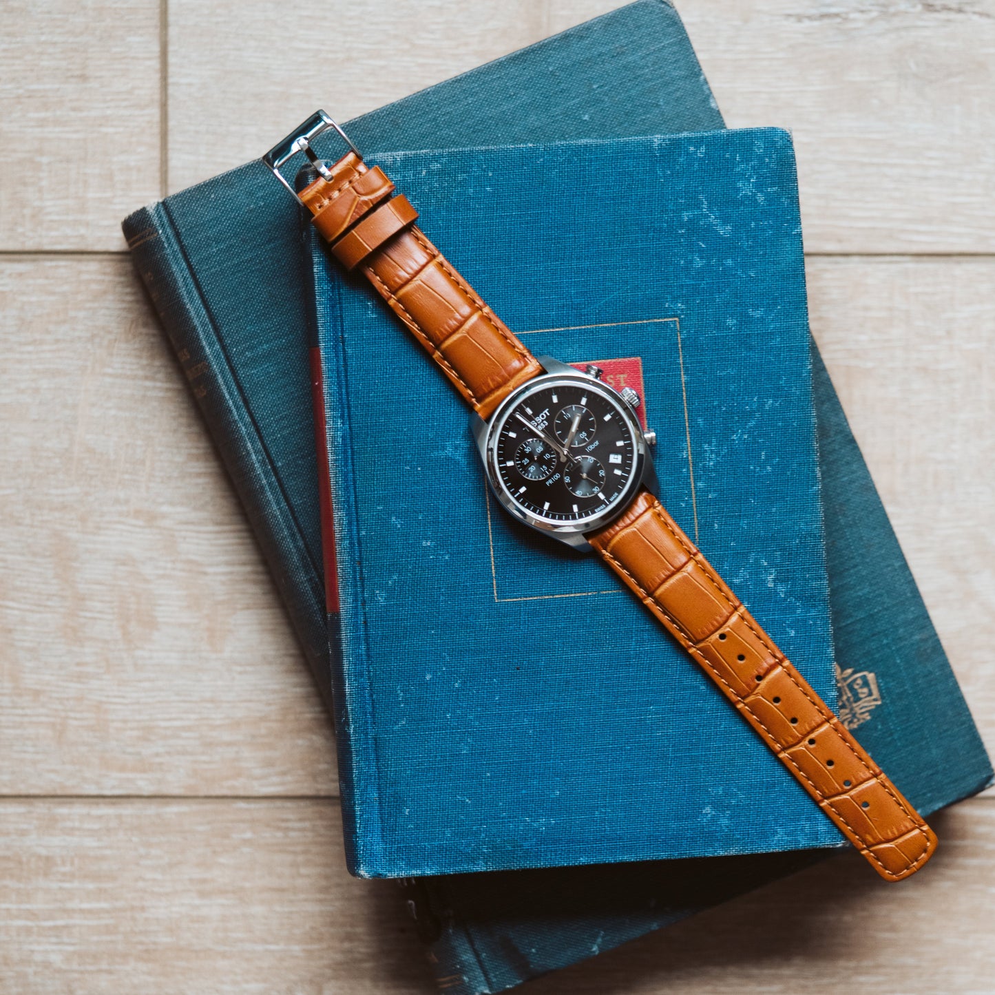 Toffee Brown Alligator Grain Leather Watch Band