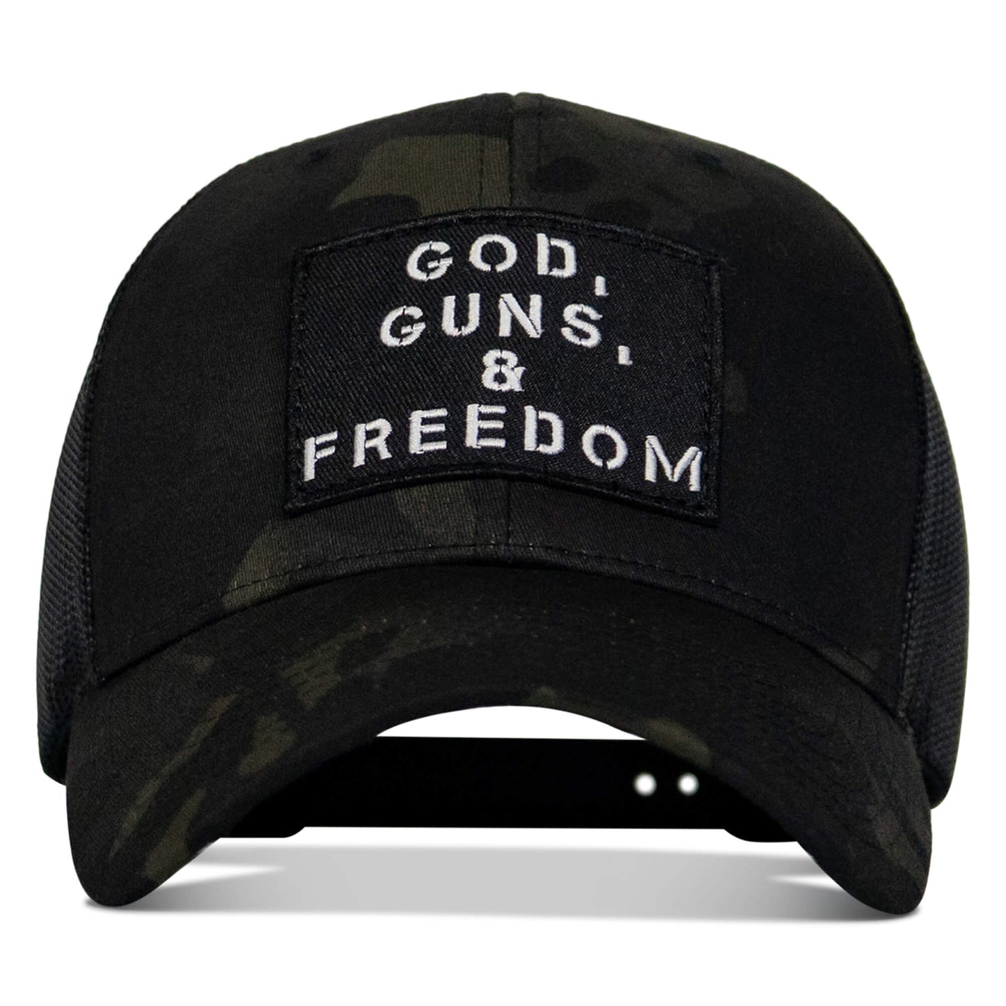 God, Guns, And Freedom Patch Mid-Profile Mesh Snapback Hat
