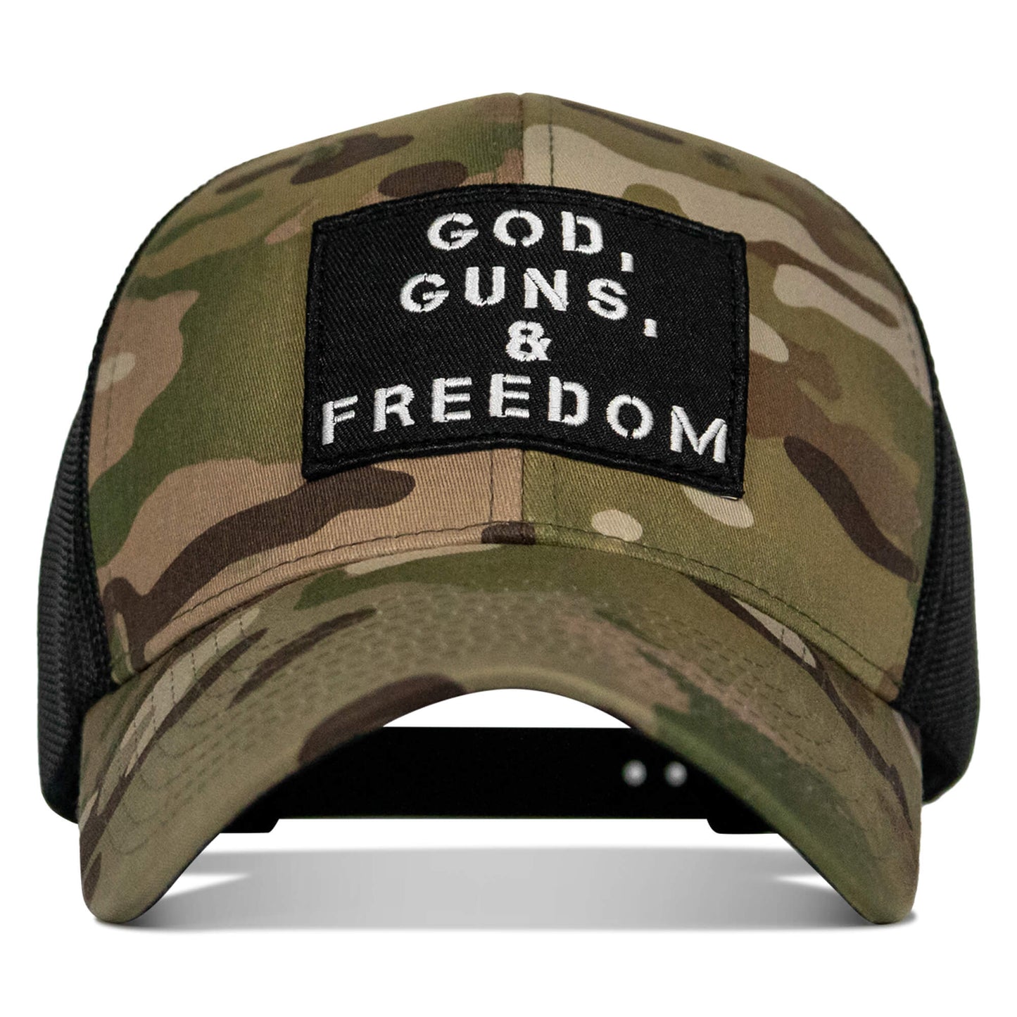 God, Guns, And Freedom Patch Mid-Profile Mesh Snapback Hat