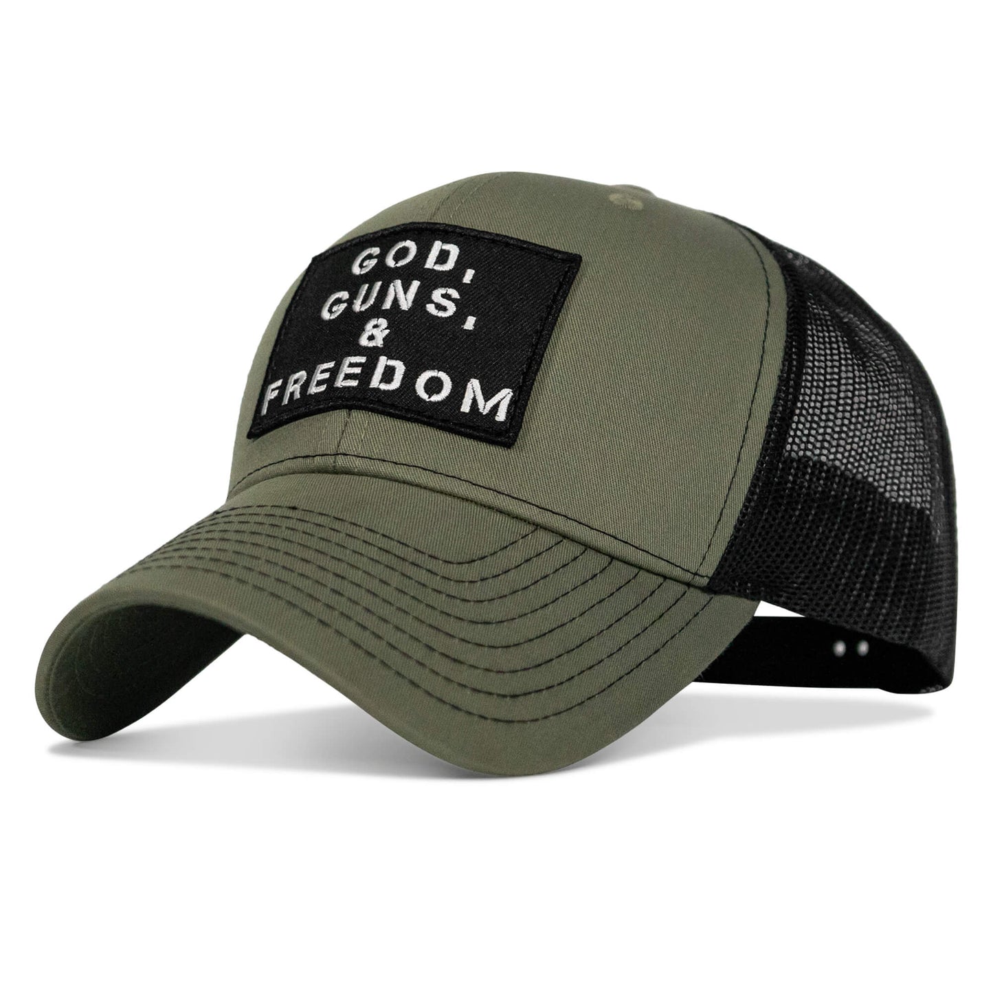 God, Guns, And Freedom Patch Mid-Profile Mesh Snapback Hat