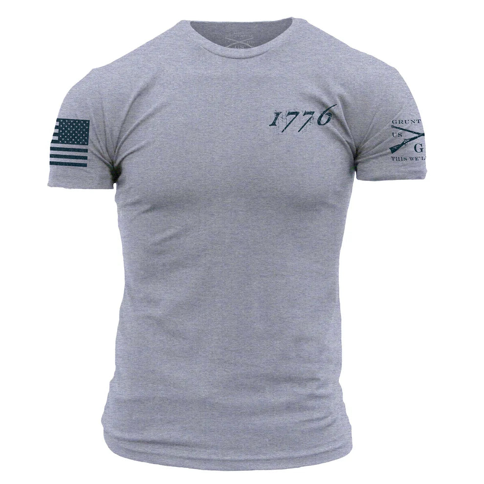 Grunt Style - 1776 Flag - Heather Grey