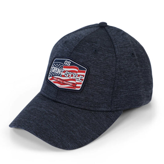 Old Glory Patch Stretch Fit Hat - Navy Heather