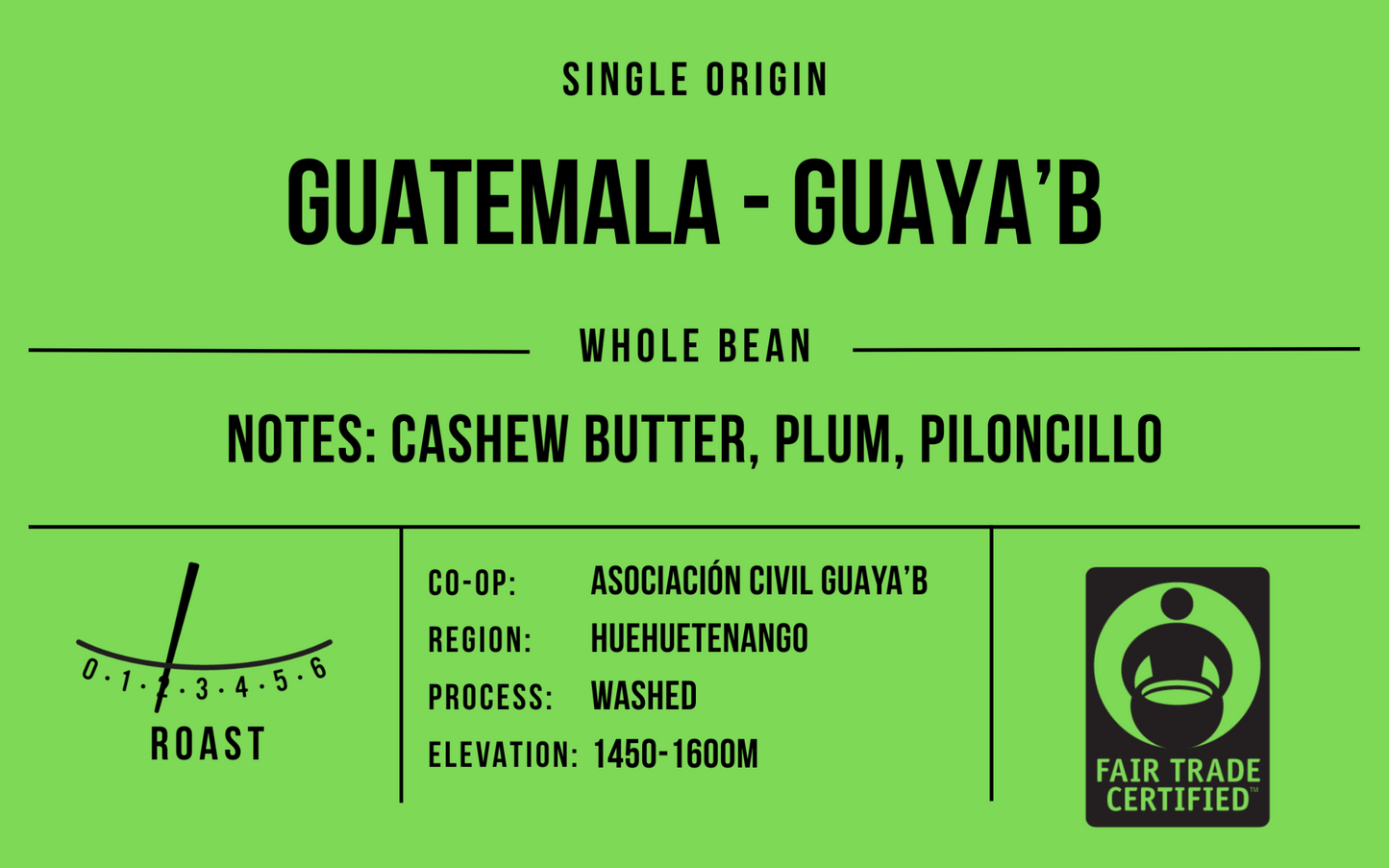 Guatemala Guaya'b, City (mild) Roast, Fair Trade-Organic
