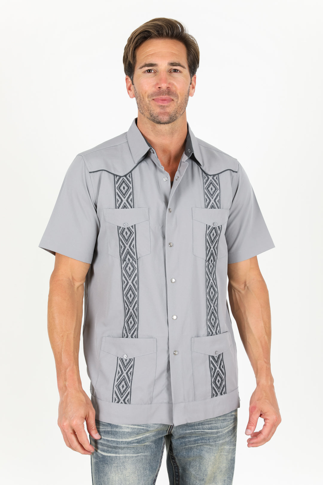Men's Modern Light Gray GUAYABERA Shirt