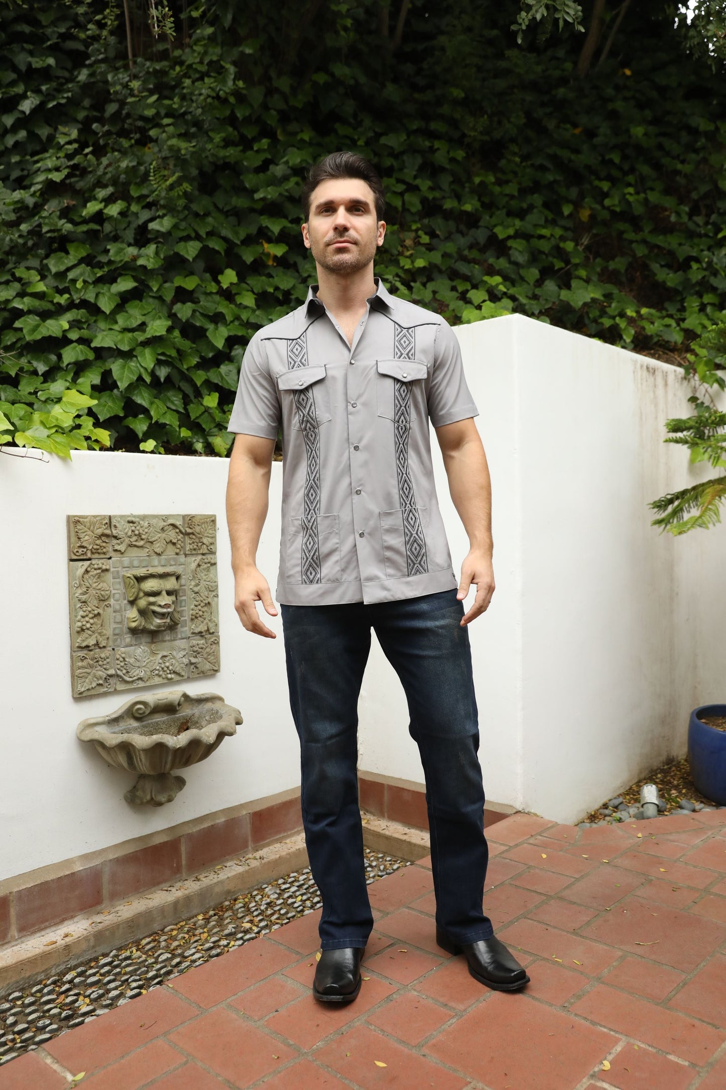 Men's Modern Light Gray GUAYABERA Shirt