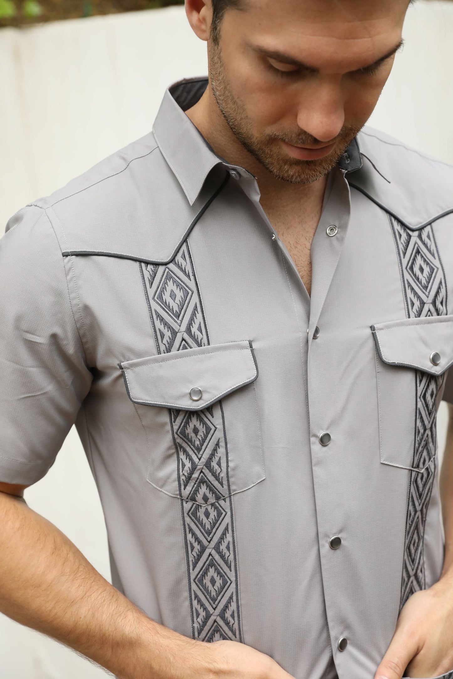 Men's Modern Light Gray GUAYABERA Shirt