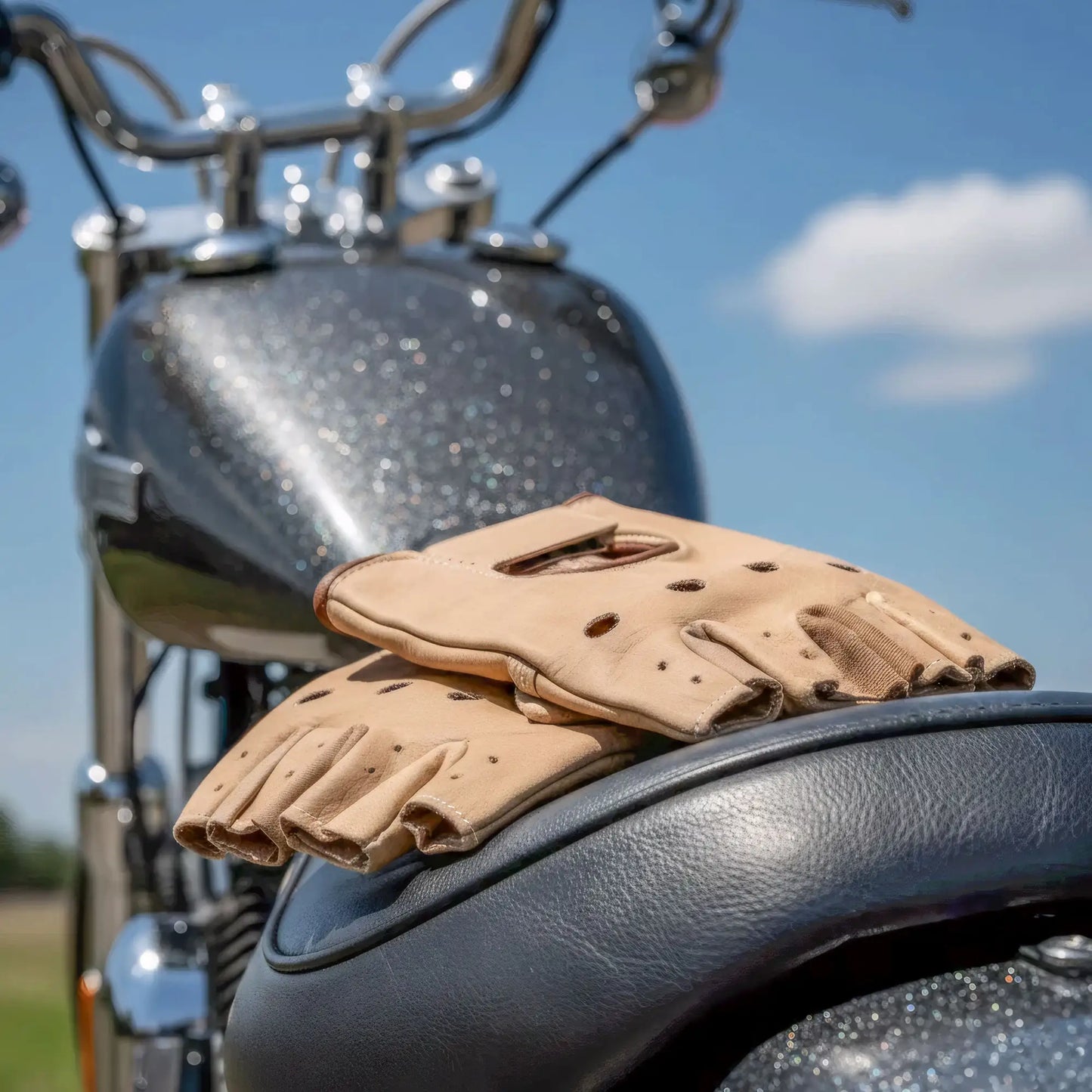 Hot Leathers GVM1005 Brown Unlined Fingerless Leather Gloves with Padded Palm