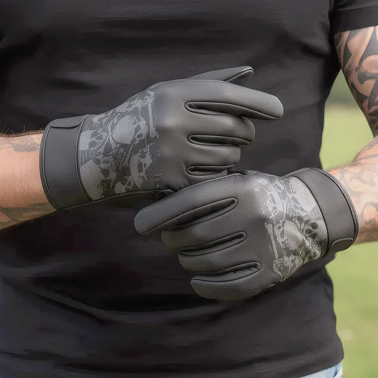 Hot Leathers Ancient Skull Leather Gloves