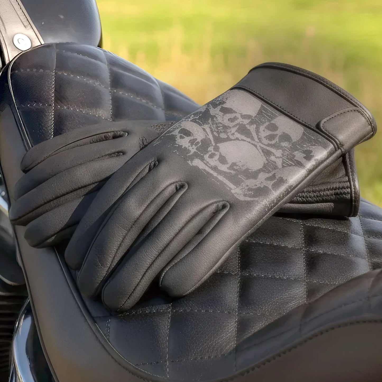 Hot Leathers Ancient Skull Leather Gloves