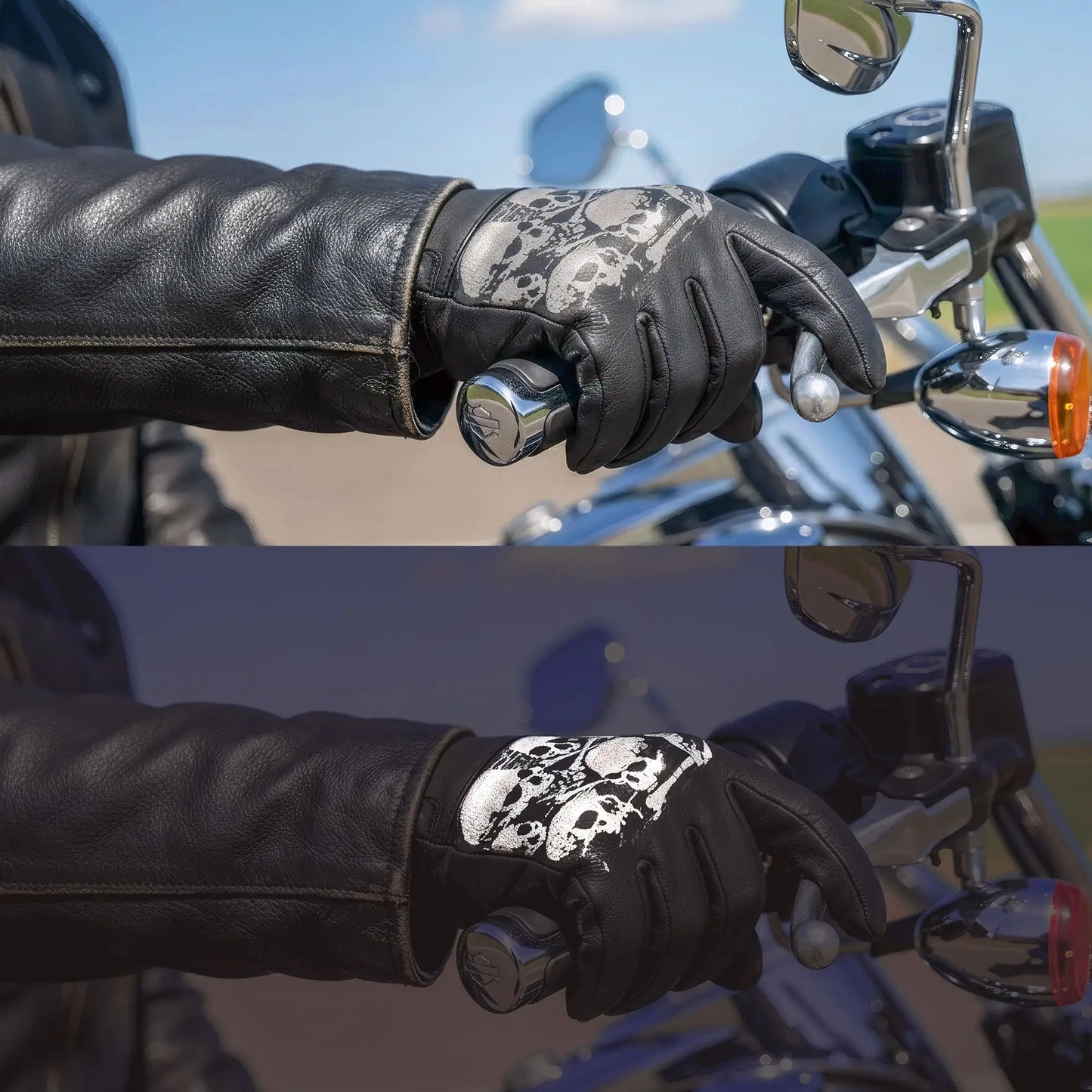 Hot Leathers Ancient Skull Leather Gloves