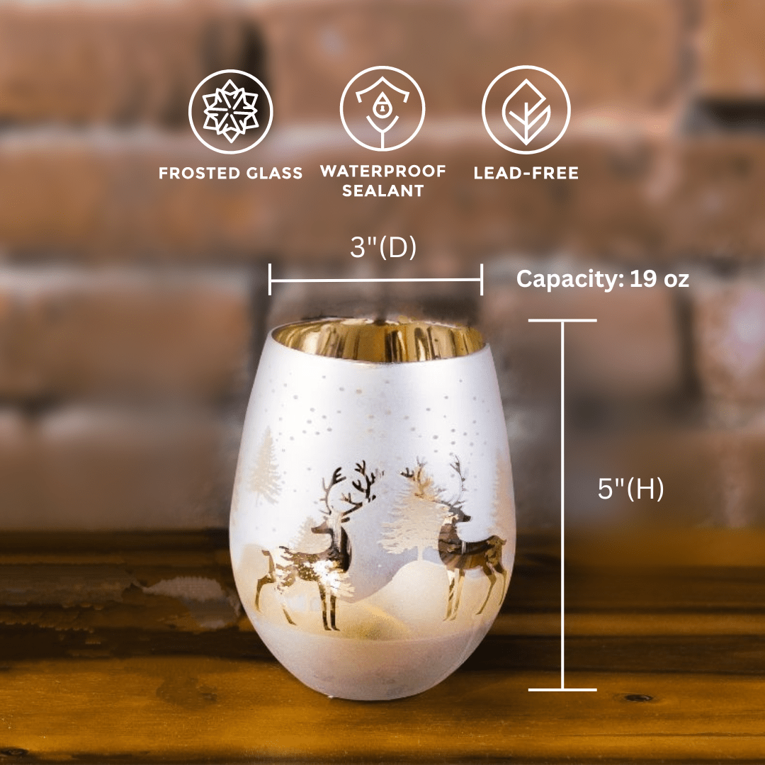 Gold & Silver Deer Stemless Wine Glasses