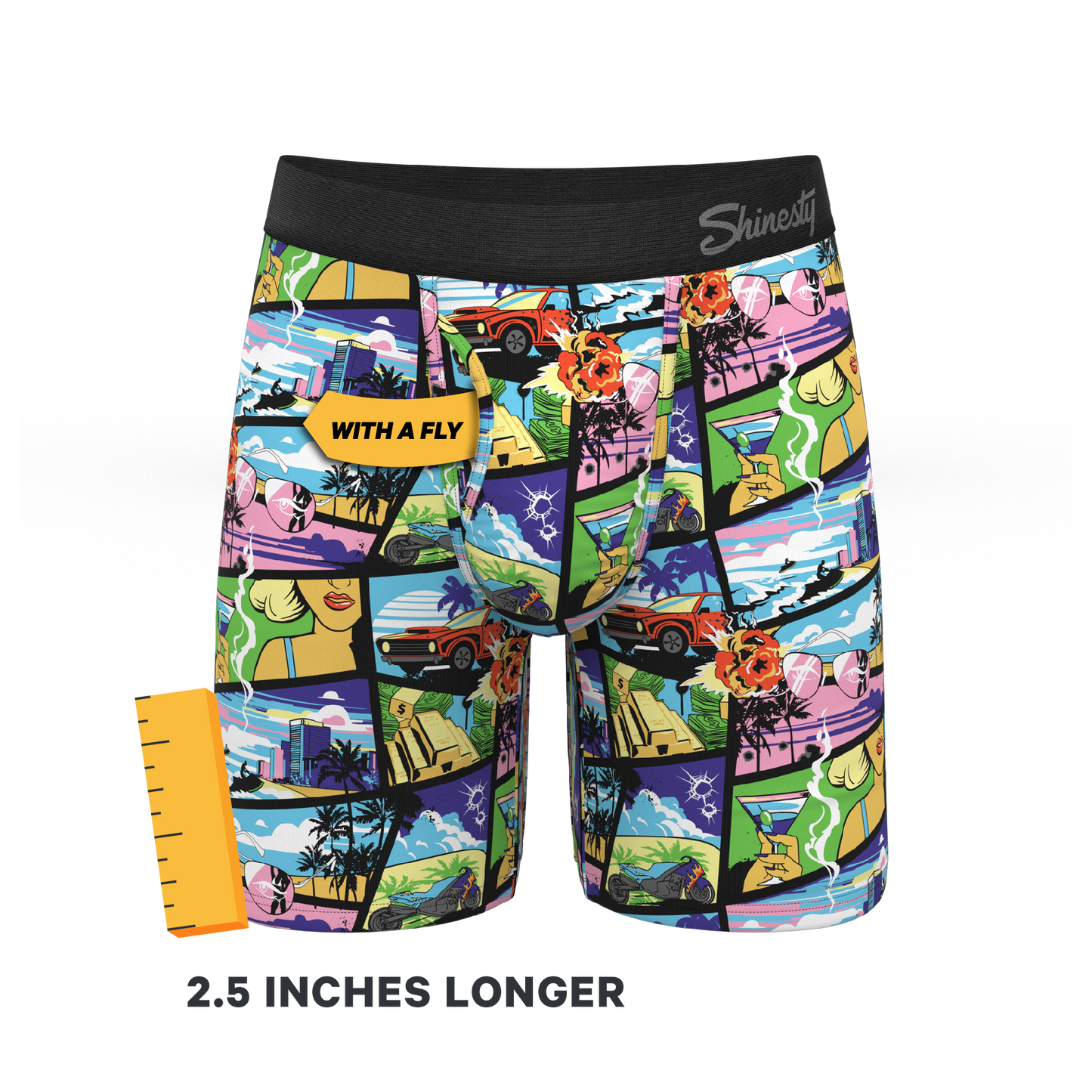 The Gas Pedal | Pop Art Long Leg Ball Hammock® Pouch Underwear With Fly