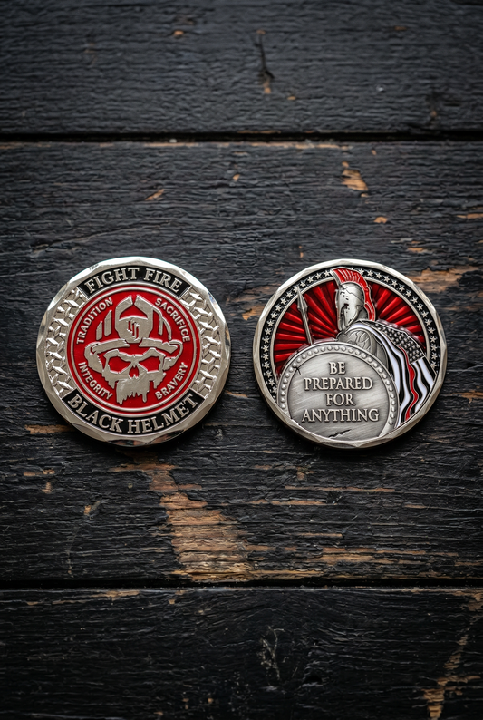 Be Prepared For Anything Spartan Fight Fire Challenge Coin