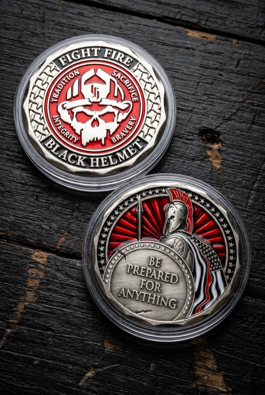 Be Prepared For Anything Spartan Fight Fire Challenge Coin