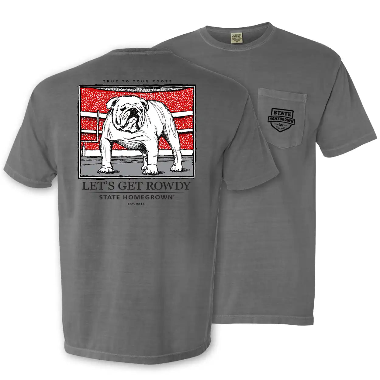Let's Get Rowdy Bulldog - Comfort Color Pocket