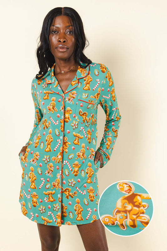 The Ginger Rail | Gingerbread SleepDeep™ Long Sleeve Pajama Dress
