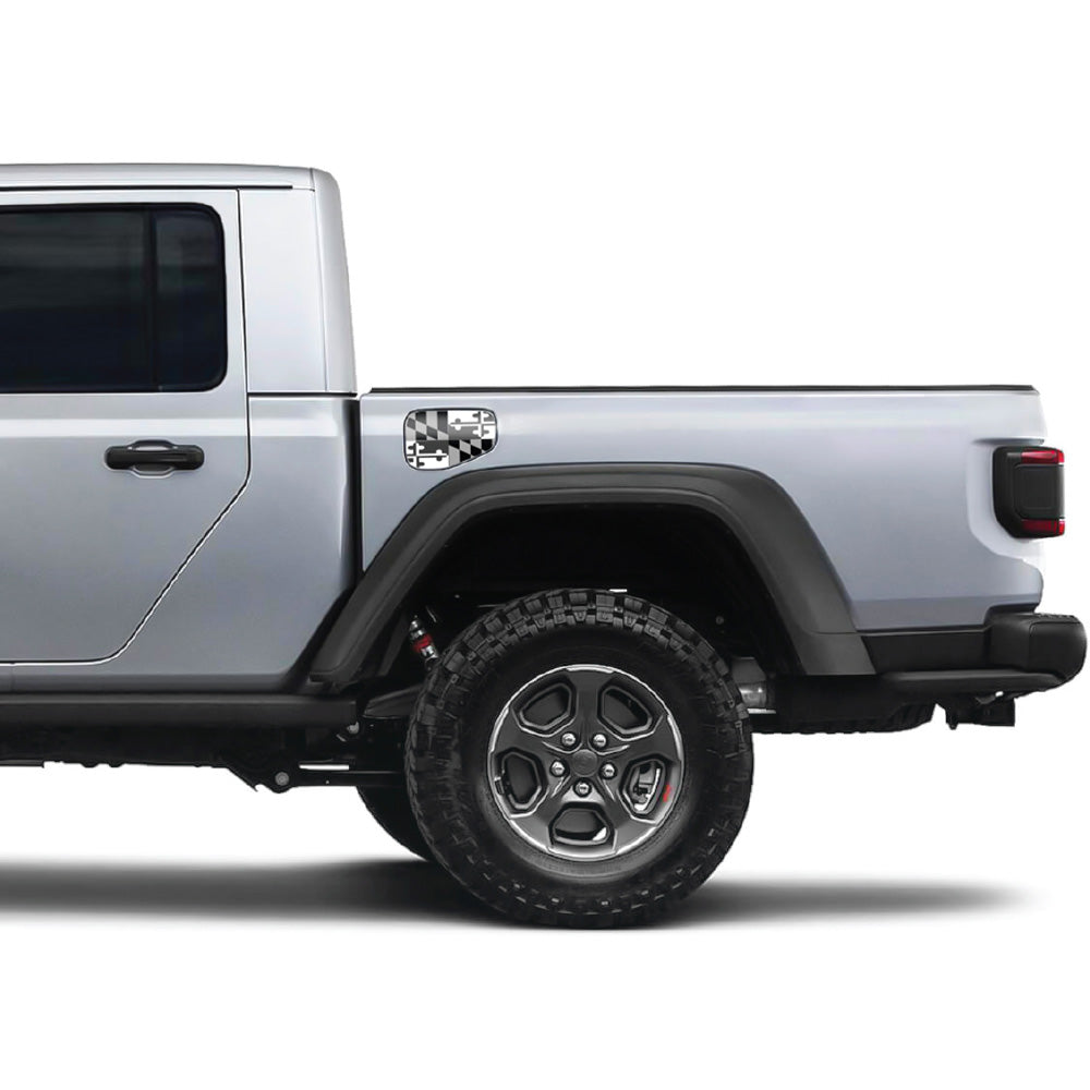 Maryland State Flag Greyscale Gas Cap Decal for JT or Gladiator