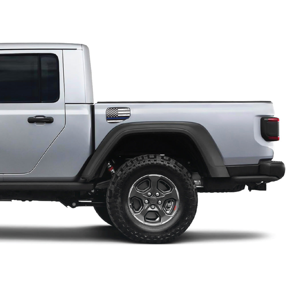 Thin Blue Line Distressed Gas Cap Decal for JT or Gladiator