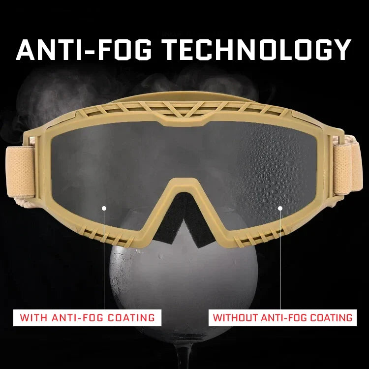 3.2MM Tactical Goggles Anti-Fog Ballistic Glasses 3 Lens Kit – Black Tan OD