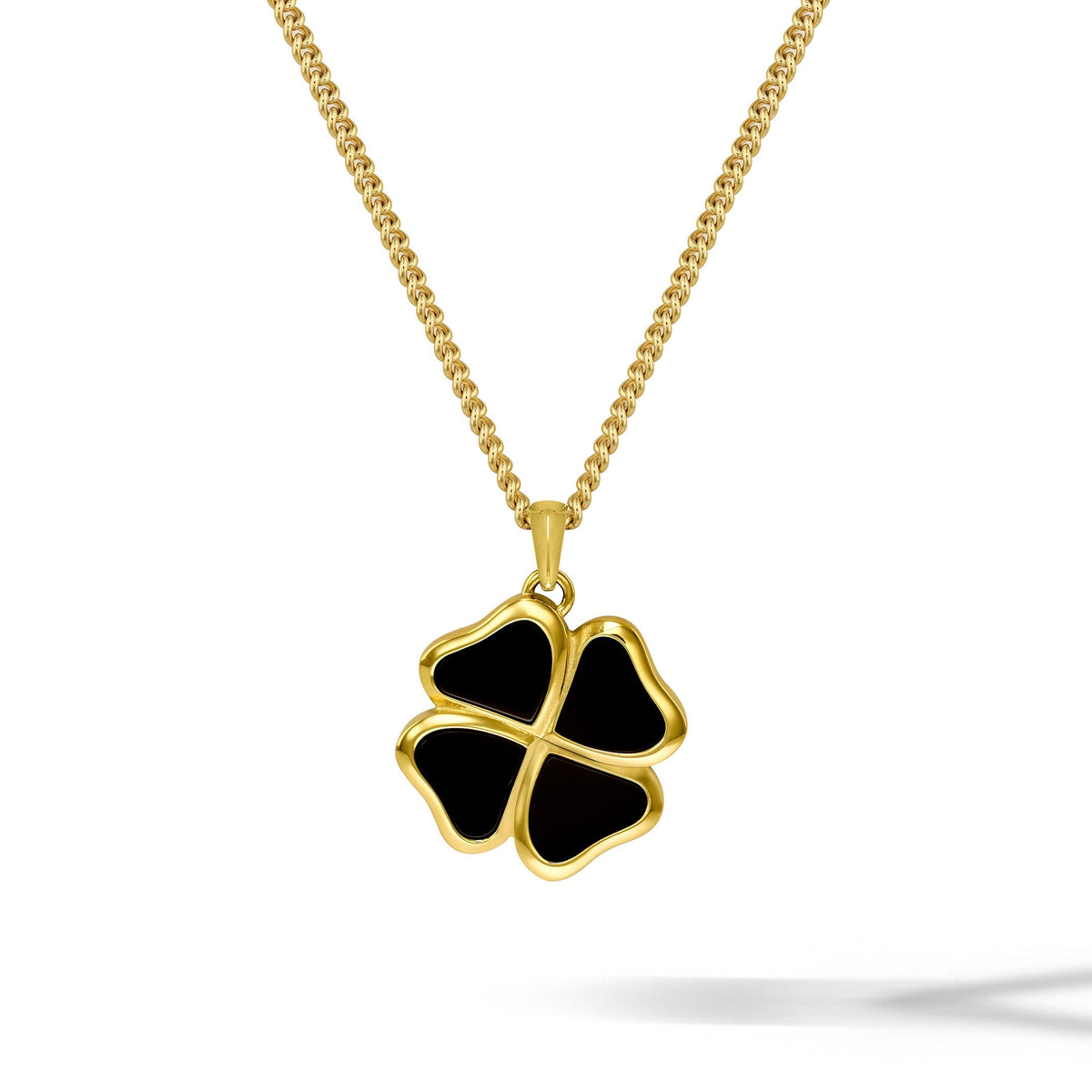 Clover Pendant - 14K Gold Onyx