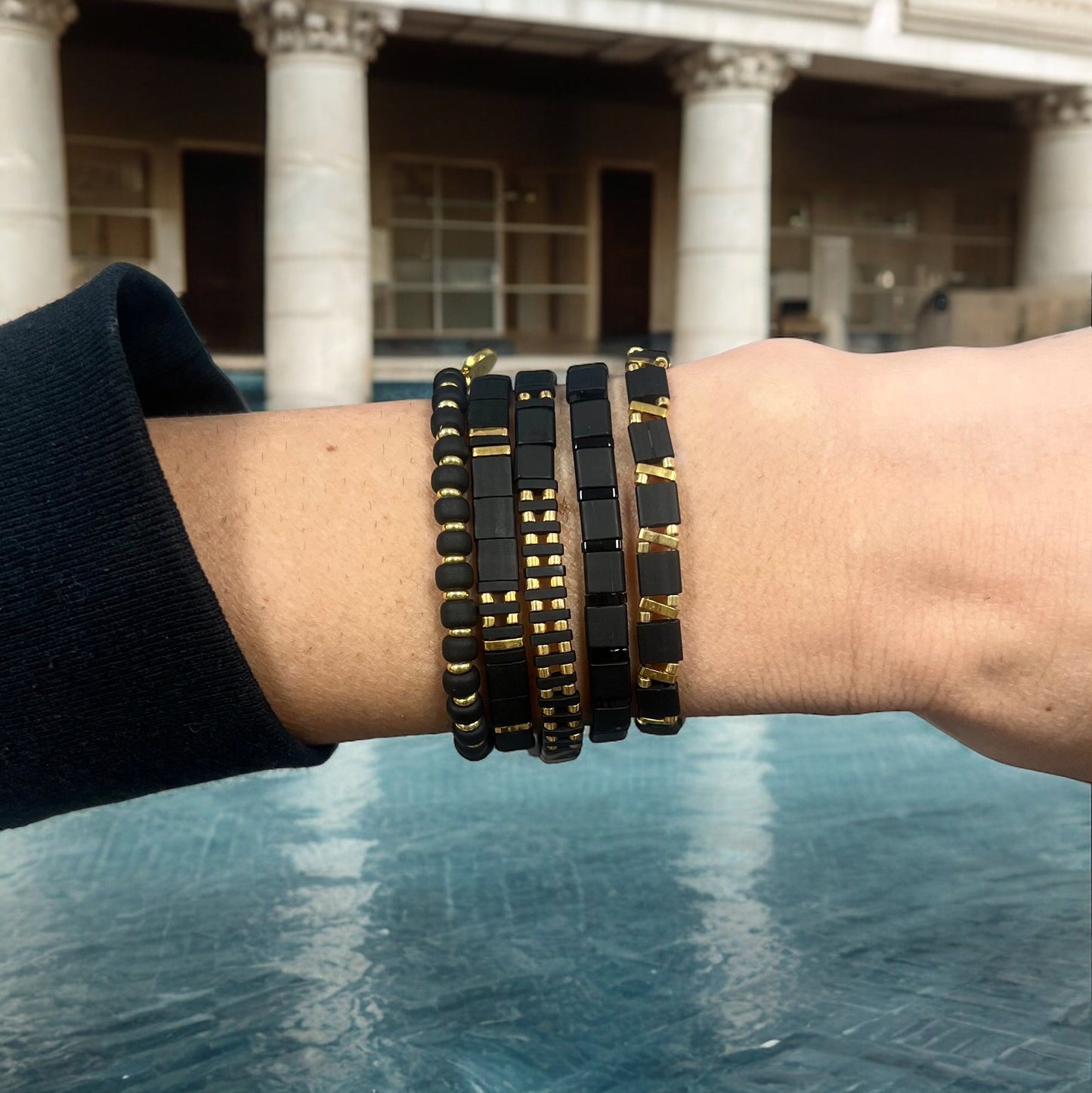 GOLD DIGGER - 5 Tila Bead Bracelet Stack
