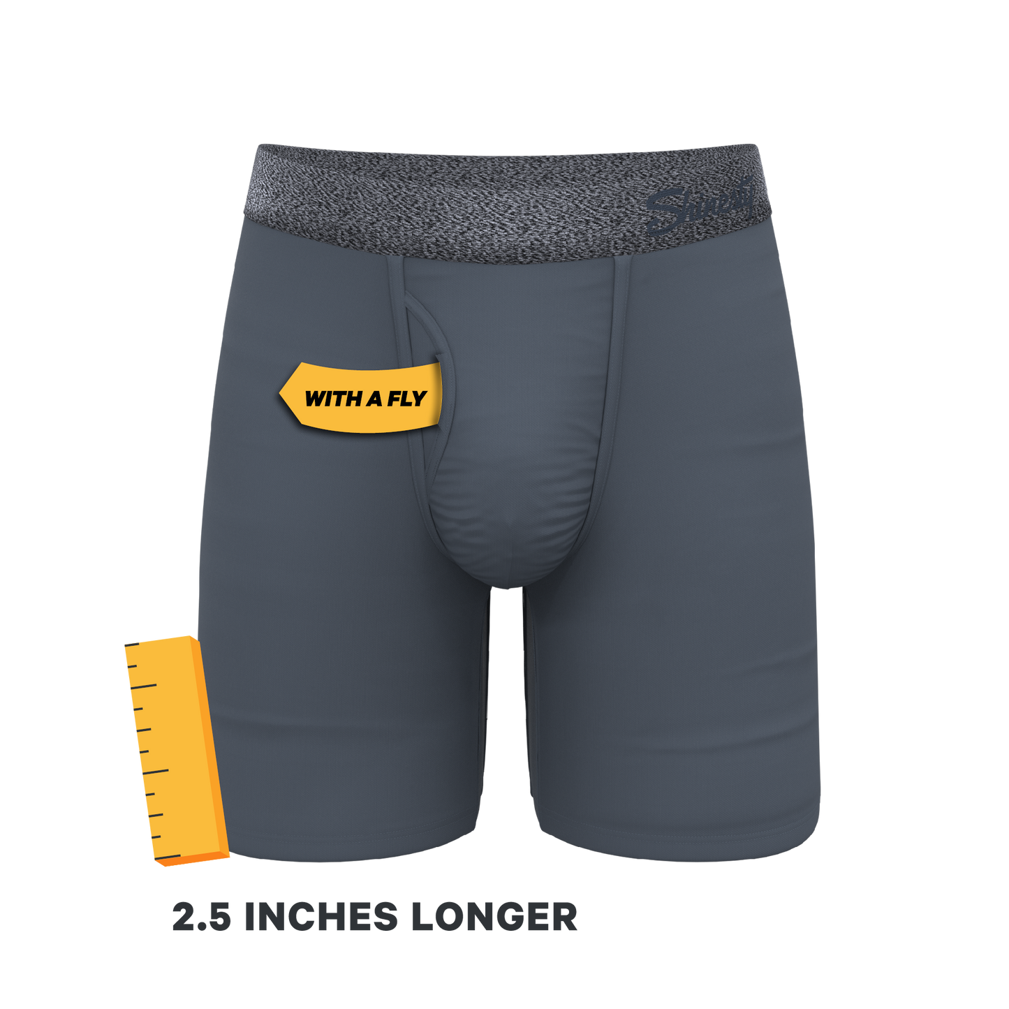 The Graphite | Tonal Grey Long Leg Ball Hammock® Pouch Underwear With Fly