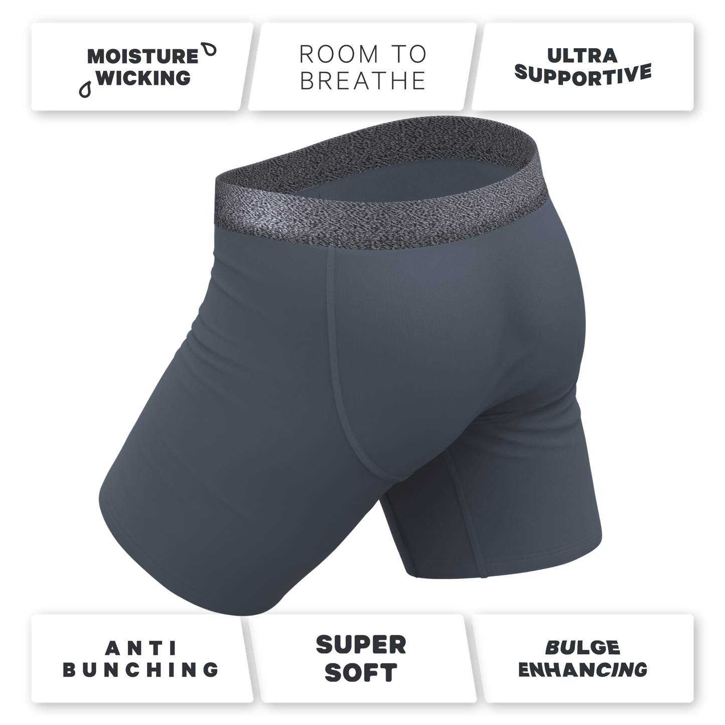 The Graphite | Tonal Grey Long Leg Ball Hammock® Pouch Underwear With Fly