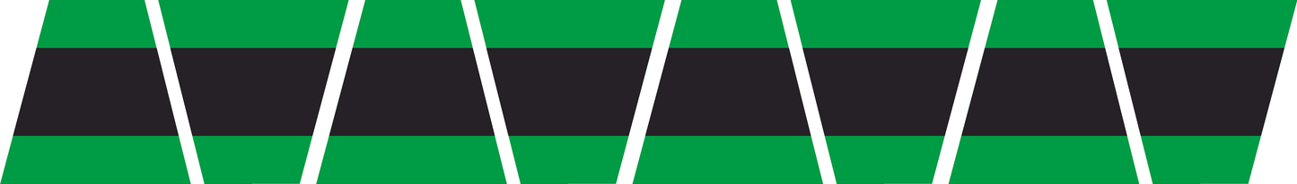 GREEN & BLACK TRIPLE STRIPE REFLECTIVE HELMET (TET) TETRAHEDRON 8 PACK