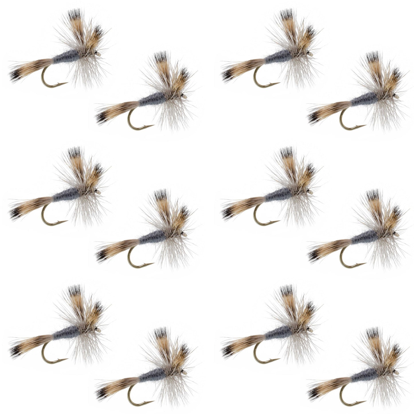 Gray Wulff Classic Trout Dry Fly -12 Flies Hook Size 12