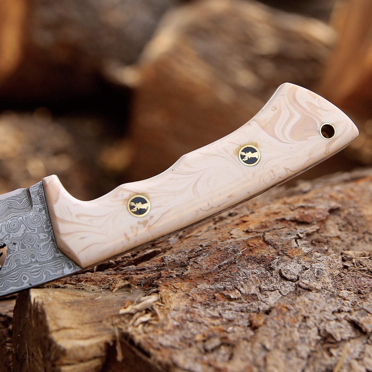 Tranquility Gut Hook Knife with Pearl Resin Handle