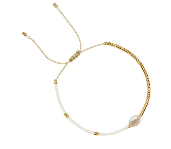 HARBOR - 18k Gold and Freshwater Pearl Bead Bracelet Accent