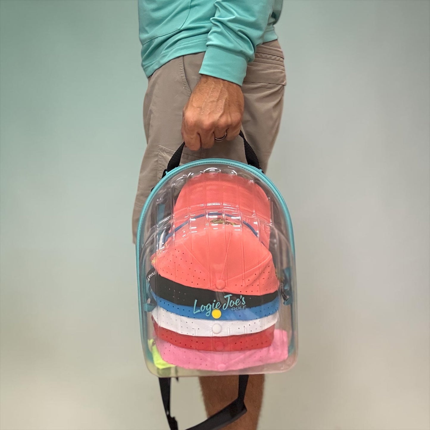 Hat Caddy Travel Case | Hard Shell Hat Carrier Holds Up to 8 Hats | Clear Protective Hat Storage Case with Adjustable Shoulder Strap