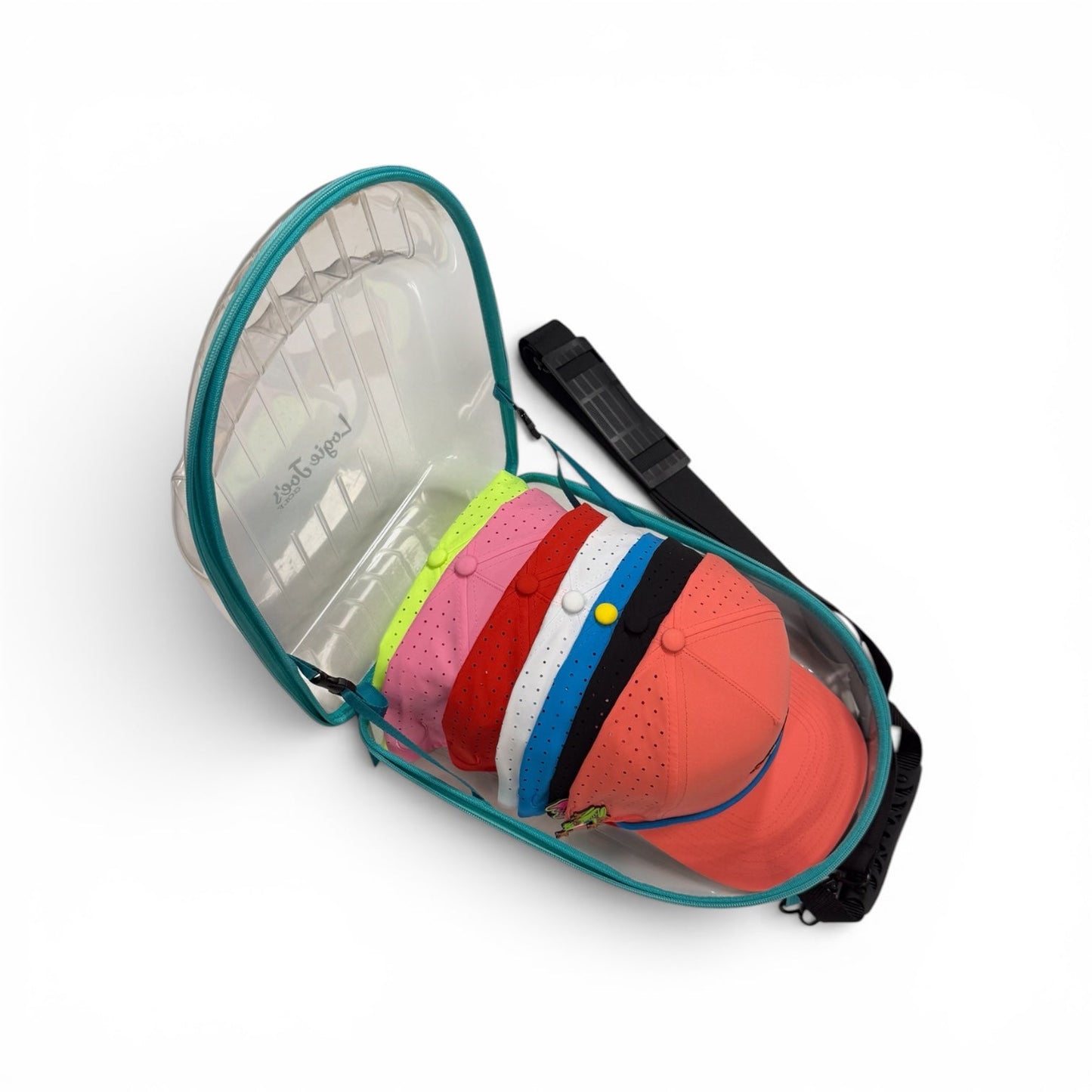 Hat Caddy Travel Case | Hard Shell Hat Carrier Holds Up to 8 Hats | Clear Protective Hat Storage Case with Adjustable Shoulder Strap