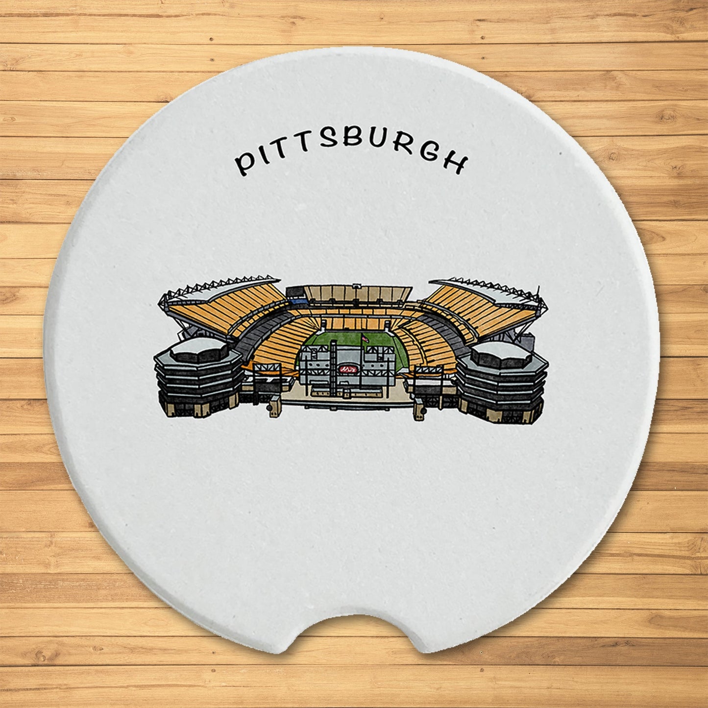 Pittsburgh Football Field Ceramic Car Coaster - Single Coaster