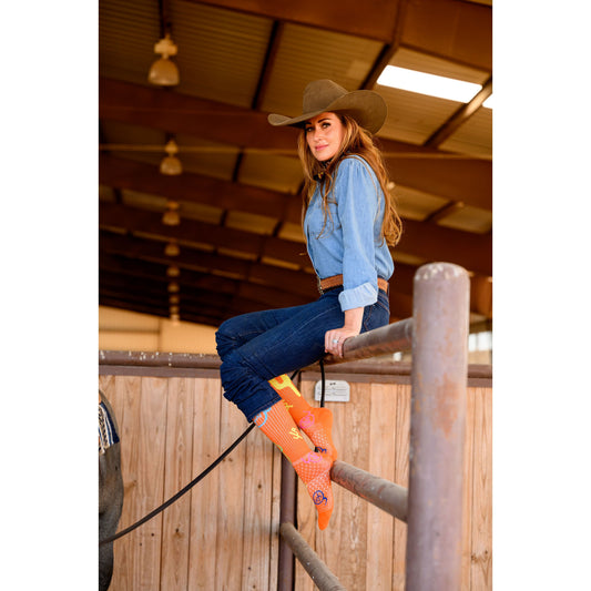 Cactus Alley-Moo Cactus Orange Performance Boot Socks