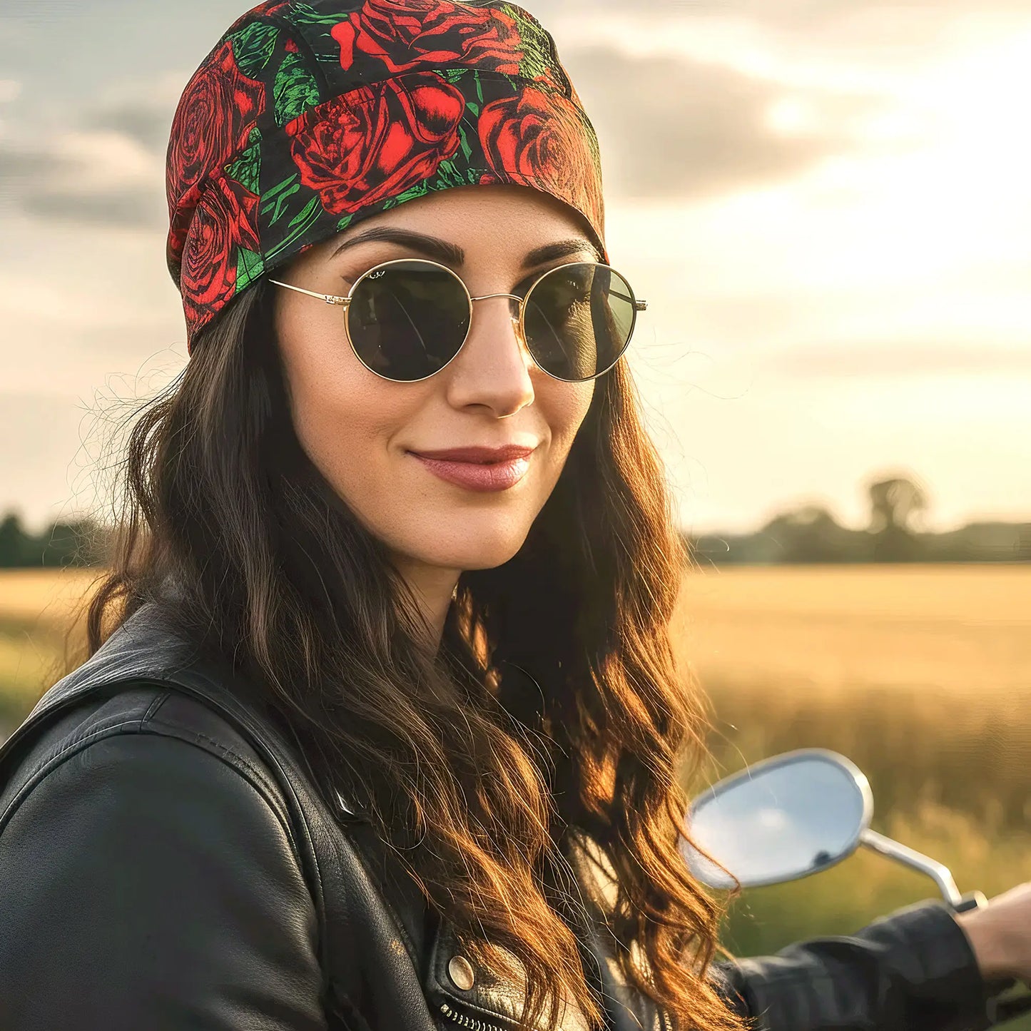 Hot Leathers Roses Lightweight Headwrap HWH1119