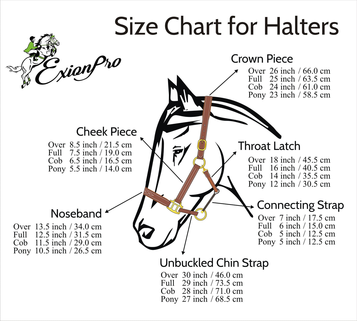 ExionPro Fancy Stitched Halter - Brass Hardware