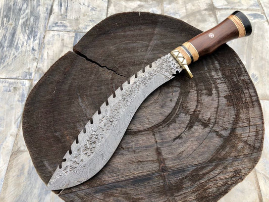 Handmade Kukri from Nepal - Damascus Blade 15"