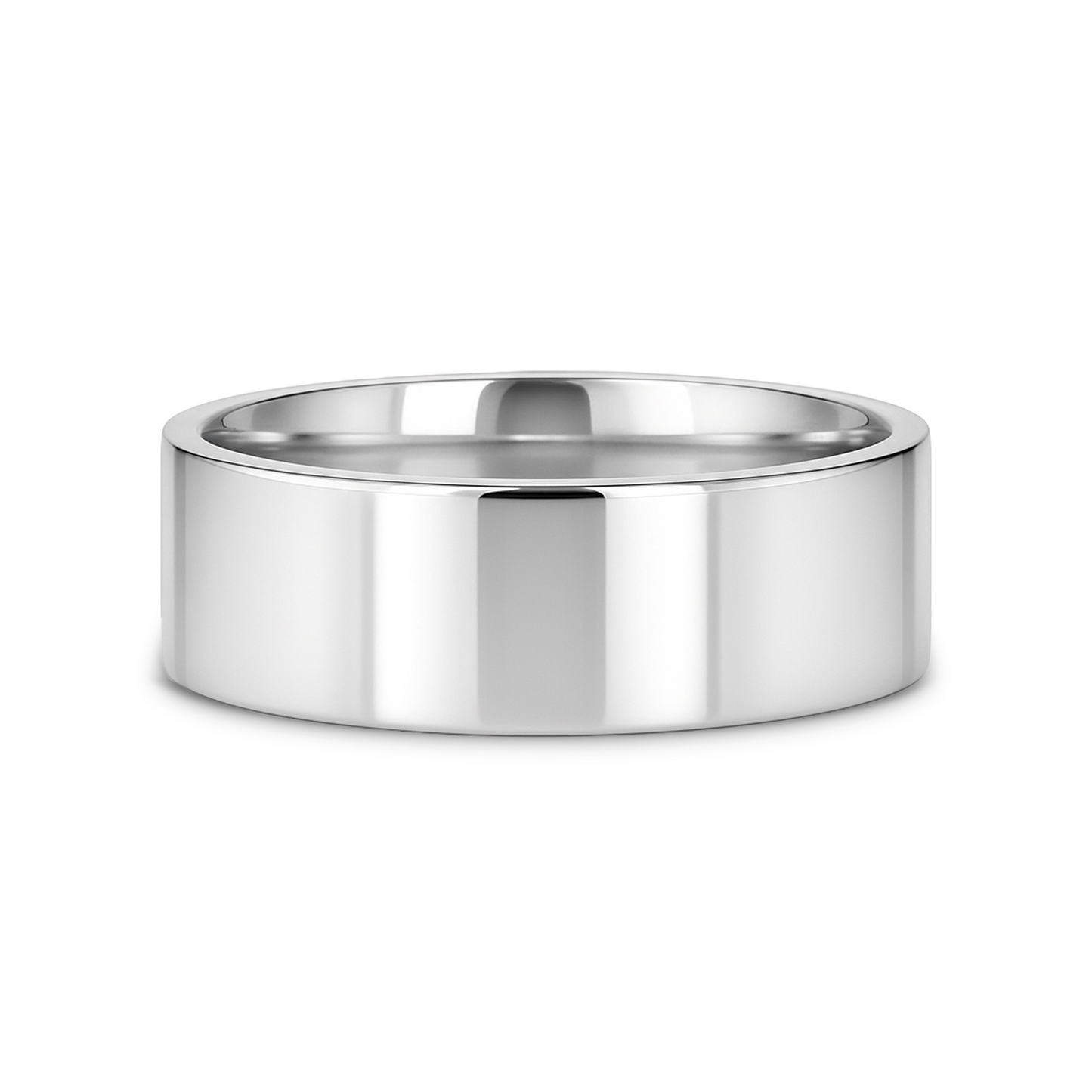 HARDY Polished Finish Flat Style Men’s Titanium Wedding Ring - 6mm & 8mm