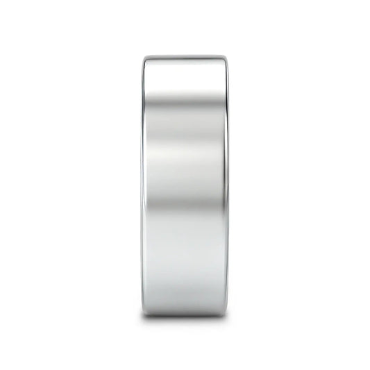 HARDY Polished Finish Flat Style Men’s Titanium Wedding Ring - 6mm & 8mm