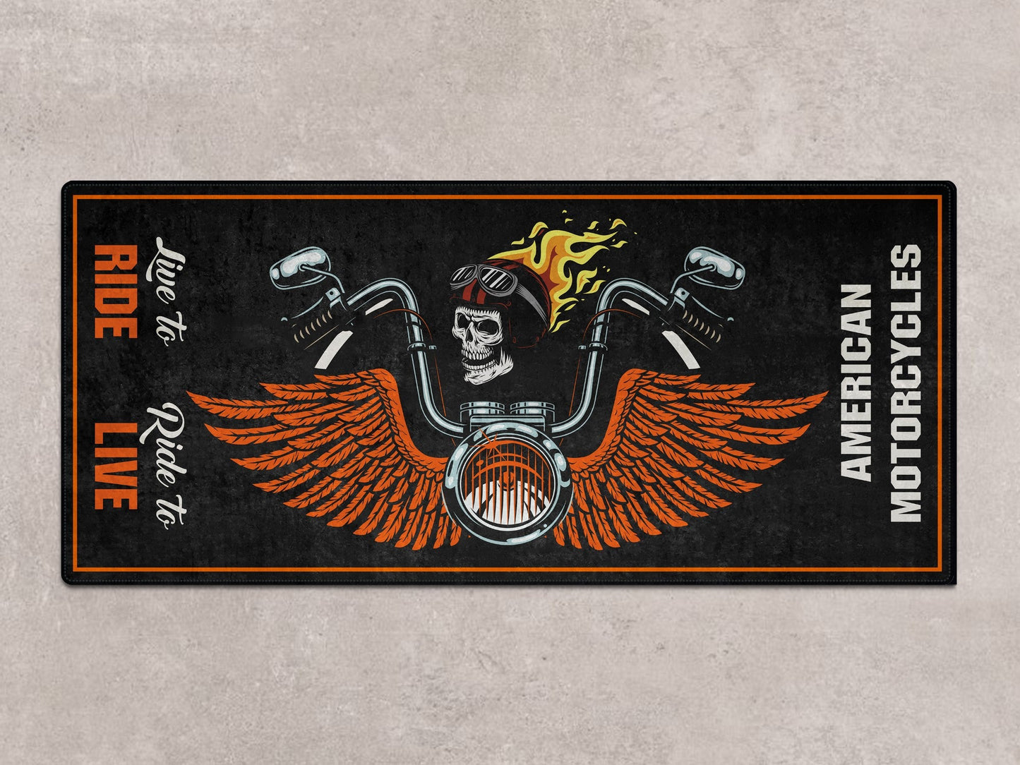 MPM Motorcycle Mat Skull Design for Chopper, Cruiser, Touring, Sport Motorcycle - MM7502