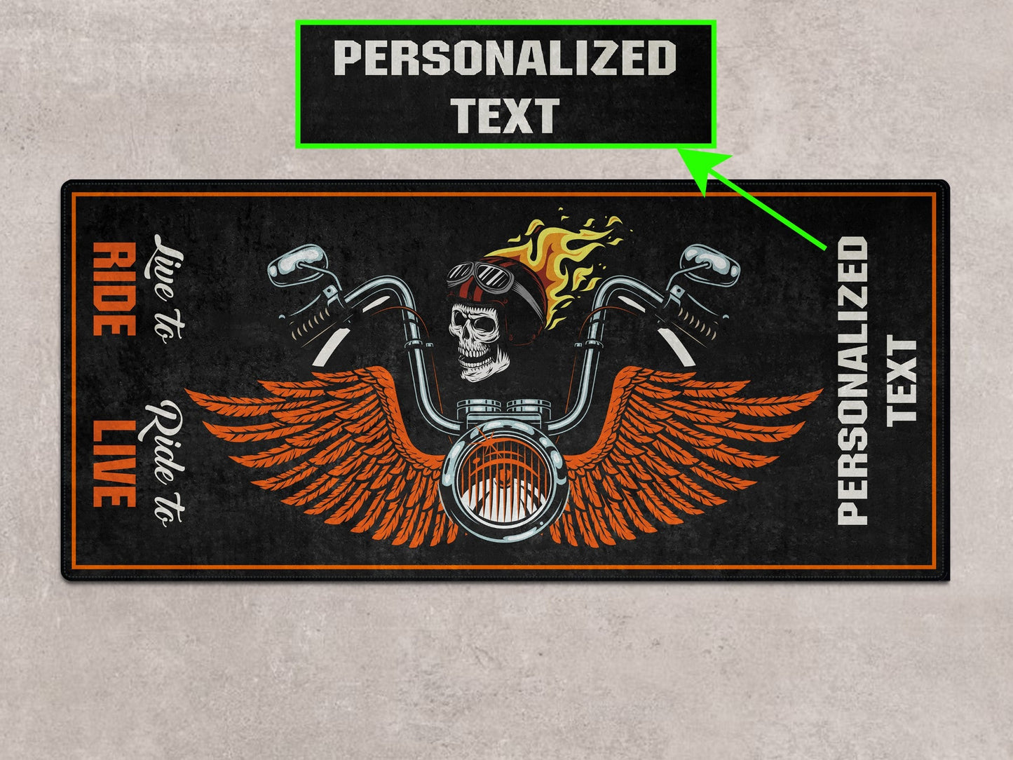 MPM Motorcycle Mat Skull Design for Chopper, Cruiser, Touring, Sport Motorcycle - MM7502