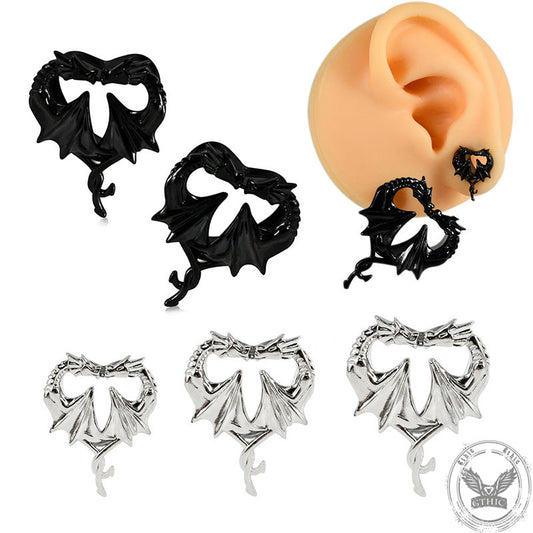 Heart Shape Double Dragon Stainless Steel Ear Gauge