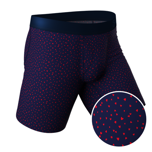 The Heartthrob | Tiny Hearts Valentines Day Long Leg Ball Hammock® Pouch Underwear With Fly