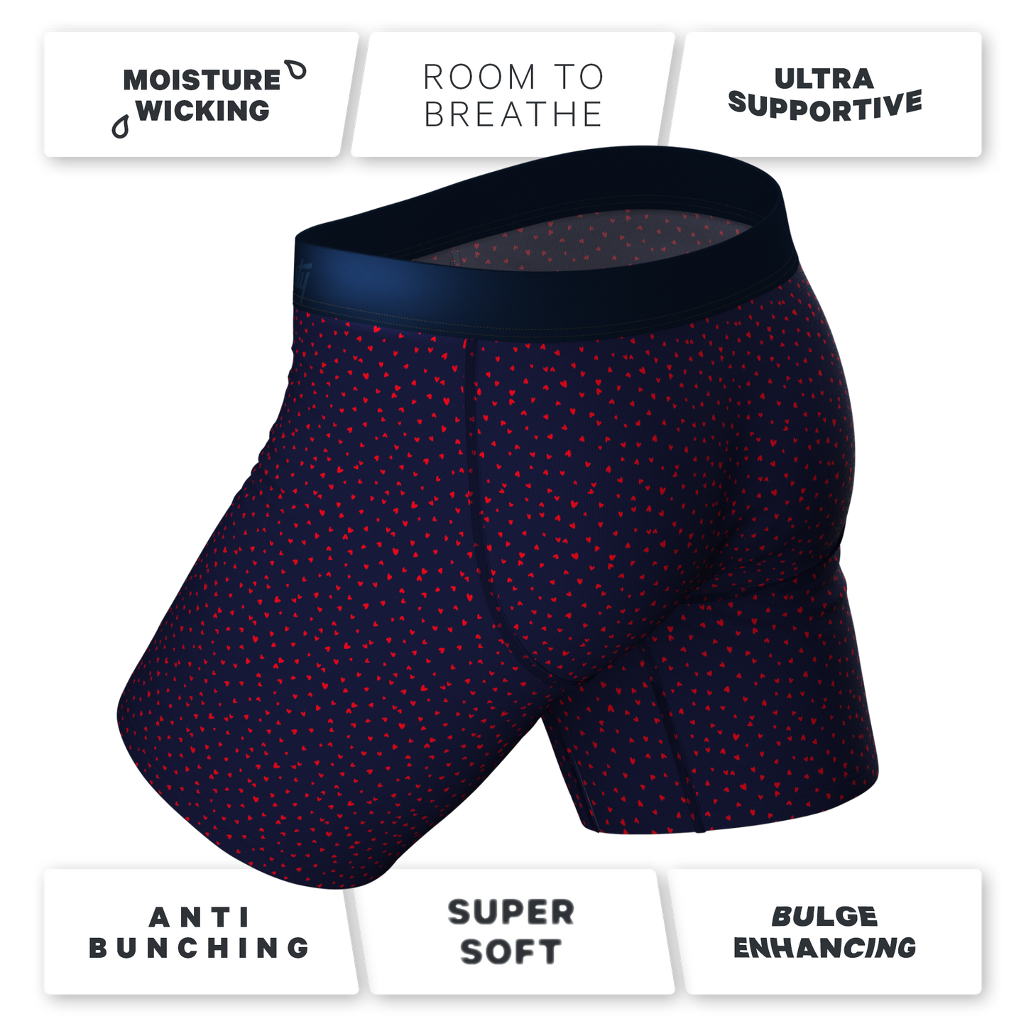 The Heartthrob | Tiny Hearts Valentines Day Long Leg Ball Hammock® Pouch Underwear With Fly