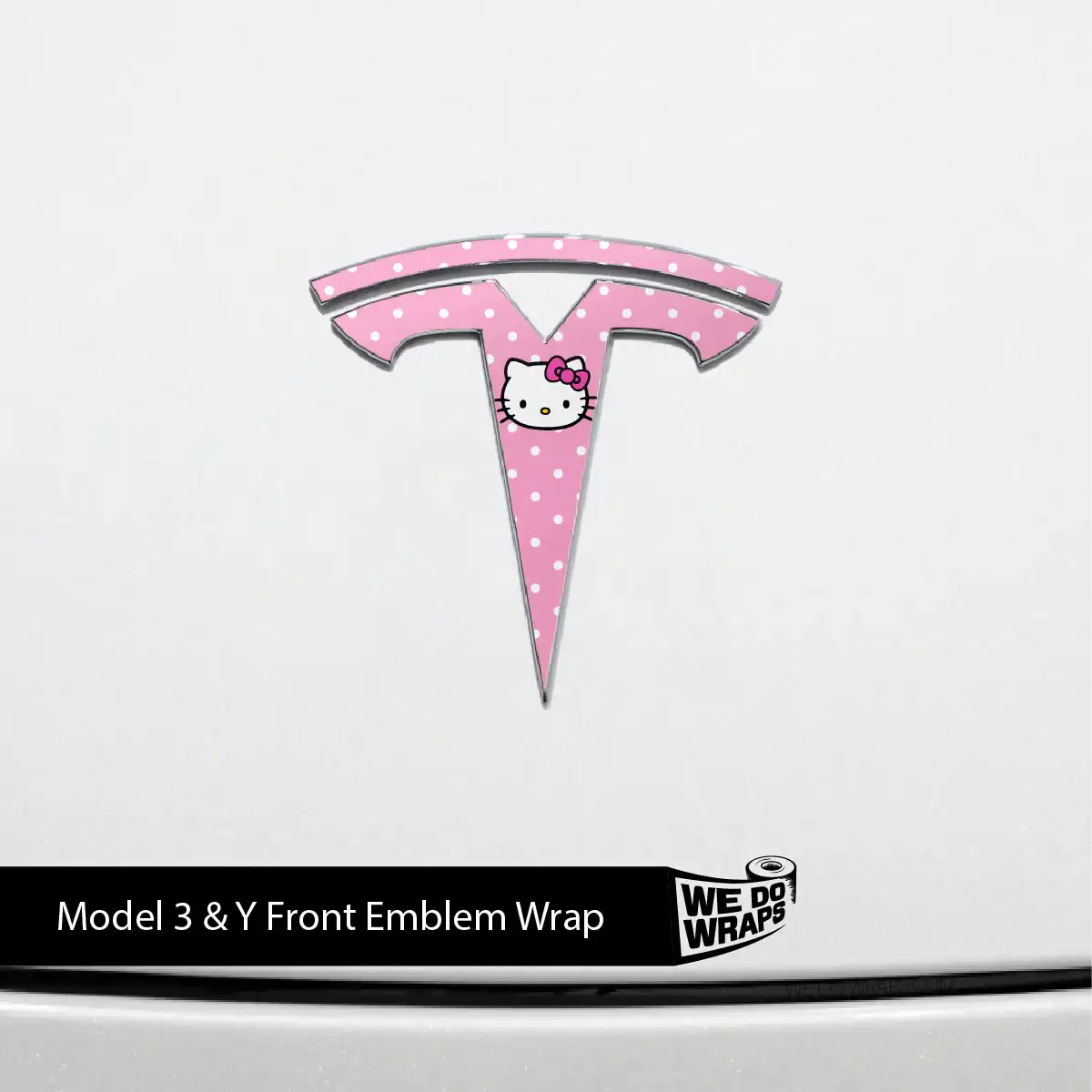 Hello Kitty Tesla Emblem Decals (Front + Back) | Model Y