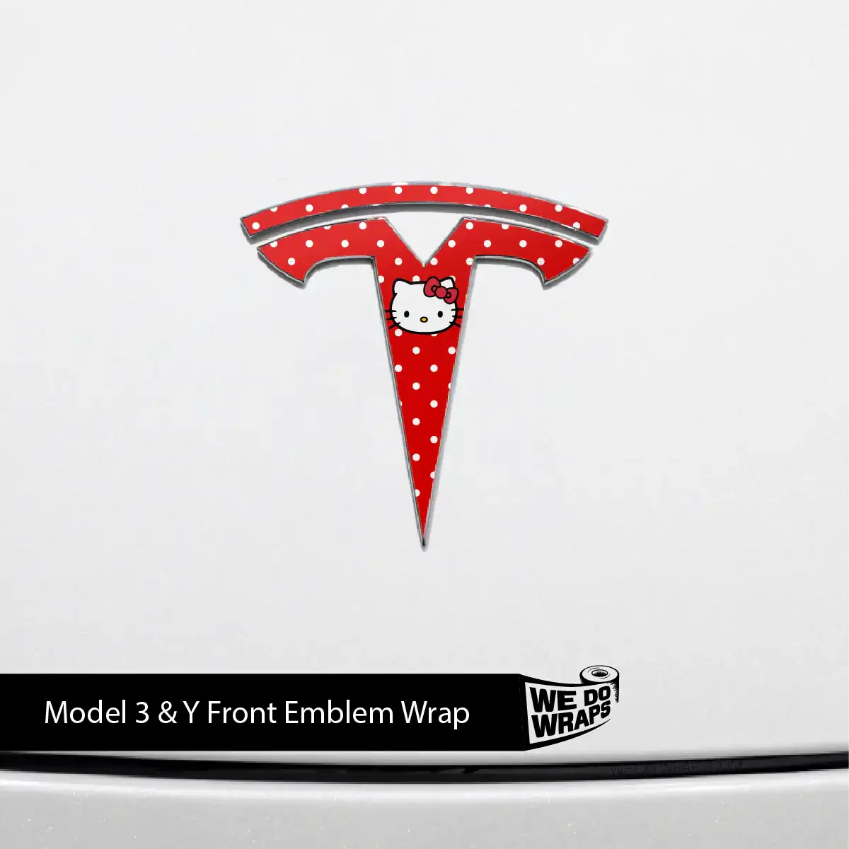 Hello Kitty Tesla Emblem Decals (Front + Back) | Model Y